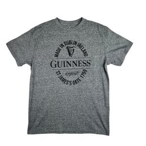 Guinness Men's Gray Made In Dublin Ireland Graphic Beer Logo Tee T-Shirt Top S